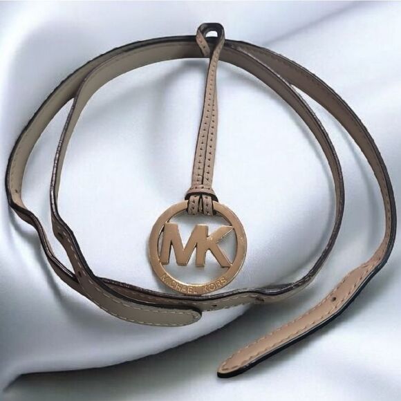 Michael Kors Tan Leather Strap with Gold Logo Replacement Straps In Good Conditi - Picture 2 of 4